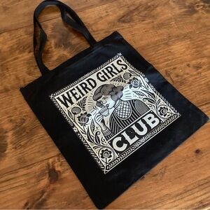 Black Tote Bag with Graphic Print